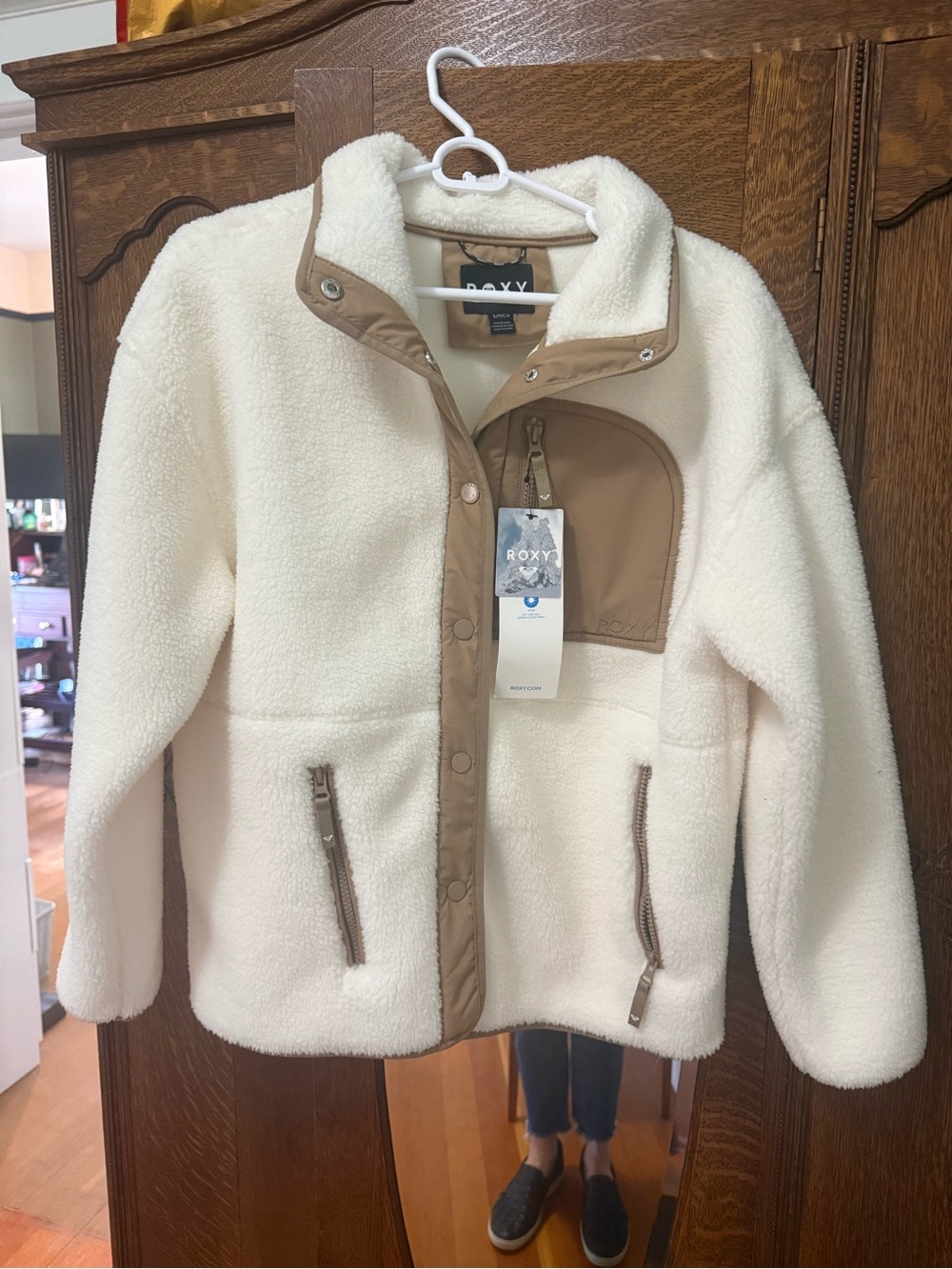 Roxy Cream Jacket with Tan Accents - Picture 1 of 4
